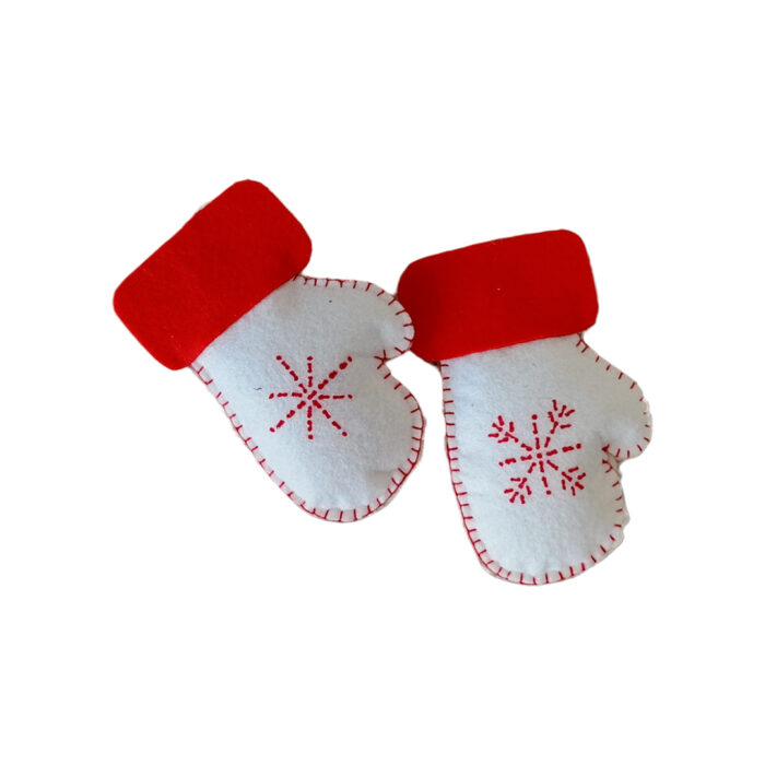 Cozy Christmas Elegance: White Hand Mittens Shaped Ornaments Set (Set of two)